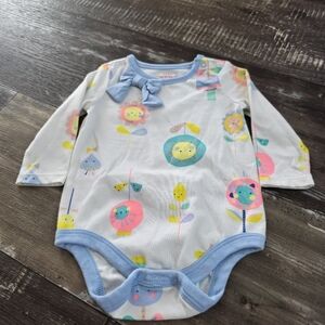 Carter's White and Blue Floral Baby Bodysuit